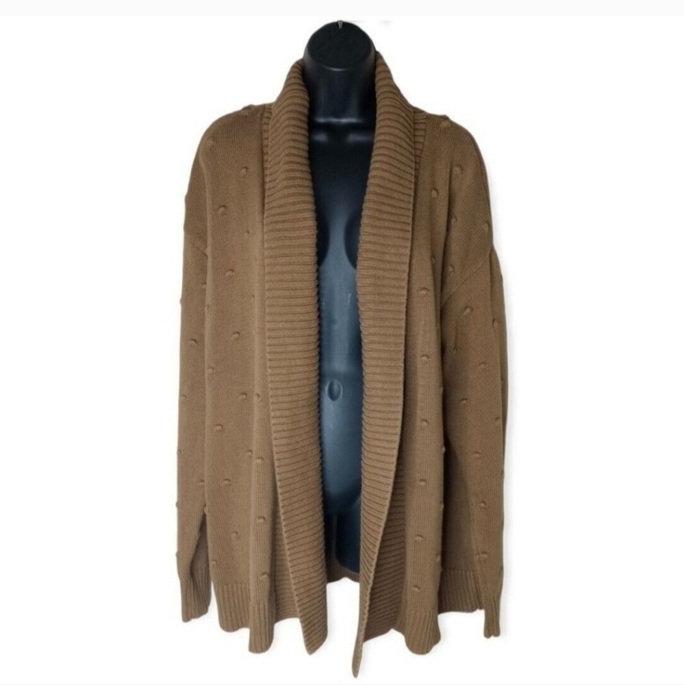 Callahan Open Front Cardigan Sweater Knot Knit Heavyweight Brown L